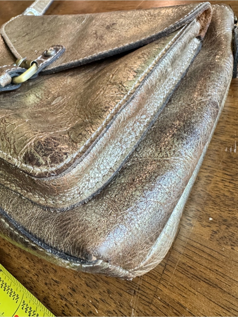 Patricia Nash Avellino Crossbody metallic gold leather crackle - Picture 4 of 11